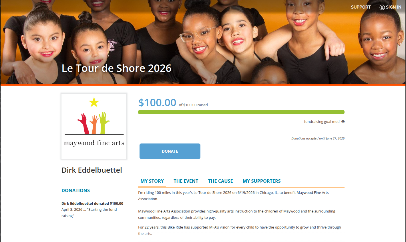 tour de shore 2026 donation page